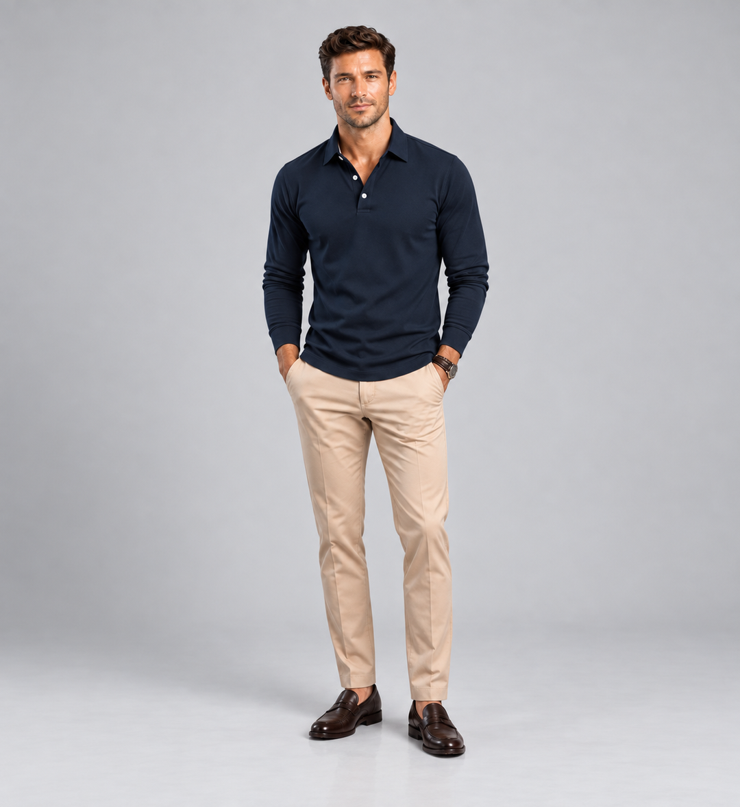 Men’s Knit Polo Shirt – Smart Casual Short Sleeve Top