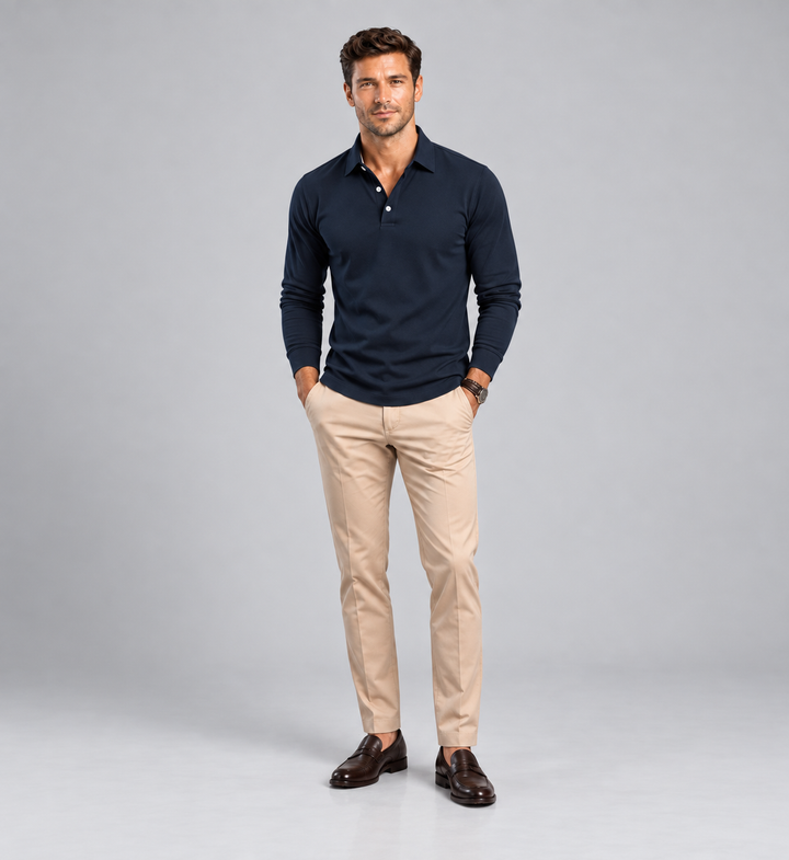 Men’s Knit Polo Shirt – Smart Casual Short Sleeve Top