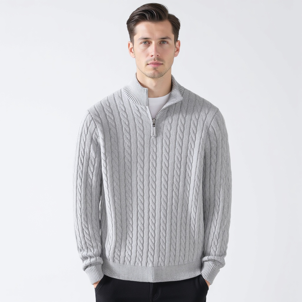 Men’s Zip Neck Jumper – Smart Casual Half-Zip Knit Sweater for Everyday Wear