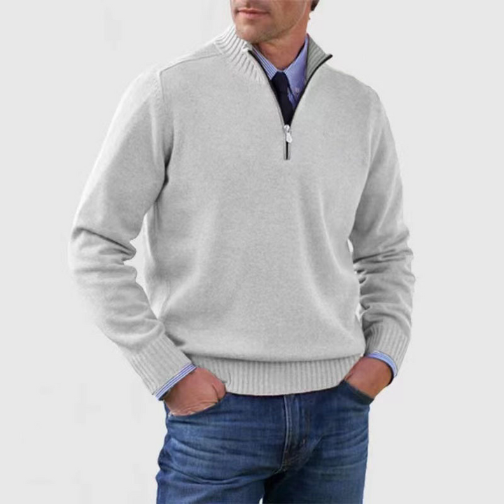 Men’s Half-Zip Knit Jumper – Smart Casual Quarter Zip Sweater for Everyday Wear