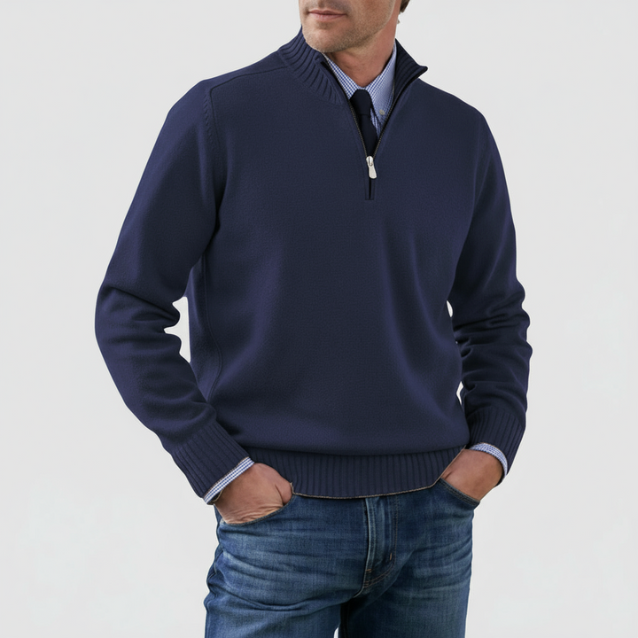 Men’s Half-Zip Knit Jumper – Smart Casual Quarter Zip Sweater for Everyday Wear