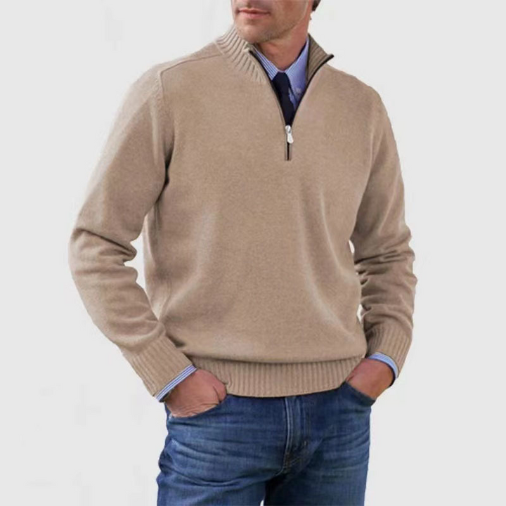 Men’s Half-Zip Knit Jumper – Smart Casual Quarter Zip Sweater for Everyday Wear