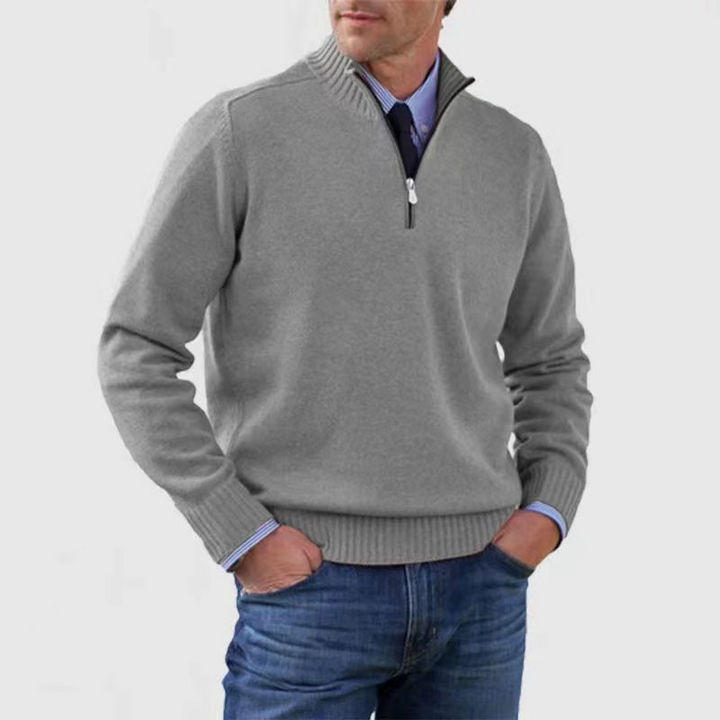 Men’s Half-Zip Knit Jumper – Smart Casual Quarter Zip Sweater for Everyday Wear