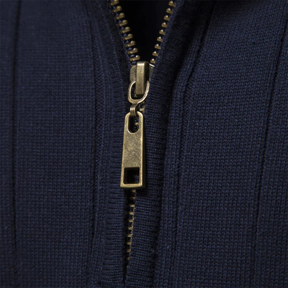 Men’s Ribbed Knit Half-Zip Jumper – Smart Casual Quarter Zip Sweater for Everyday Wear