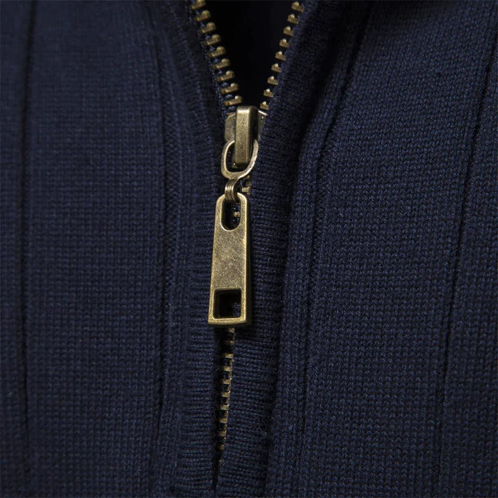 Men’s Ribbed Knit Half-Zip Jumper – Smart Casual Quarter Zip Sweater for Everyday Wear