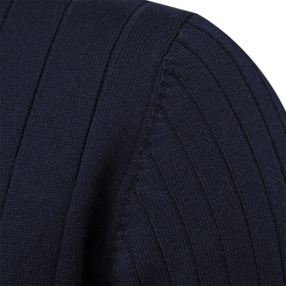 Men’s Ribbed Knit Half-Zip Jumper – Smart Casual Quarter Zip Sweater for Everyday Wear