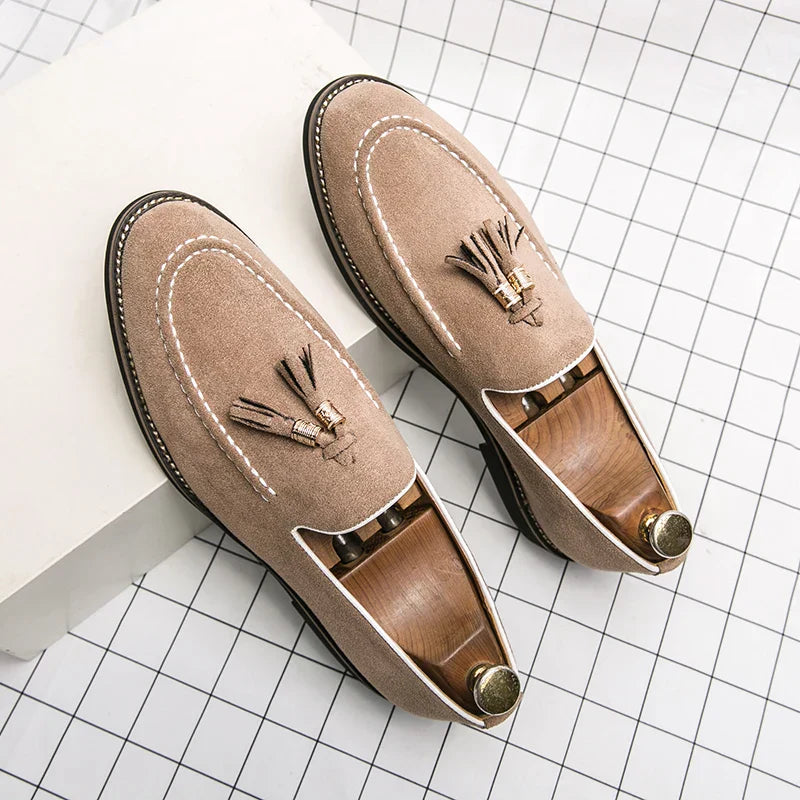 Men’s Tassel Suede Moccasins – Smart Casual Loafers