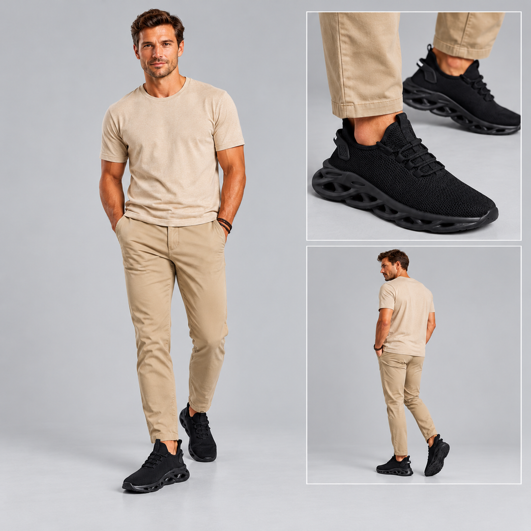 Men’s Breathable Mesh Sneakers – Lightweight Lace-Up Running Shoes with Cushioned Blade Sole