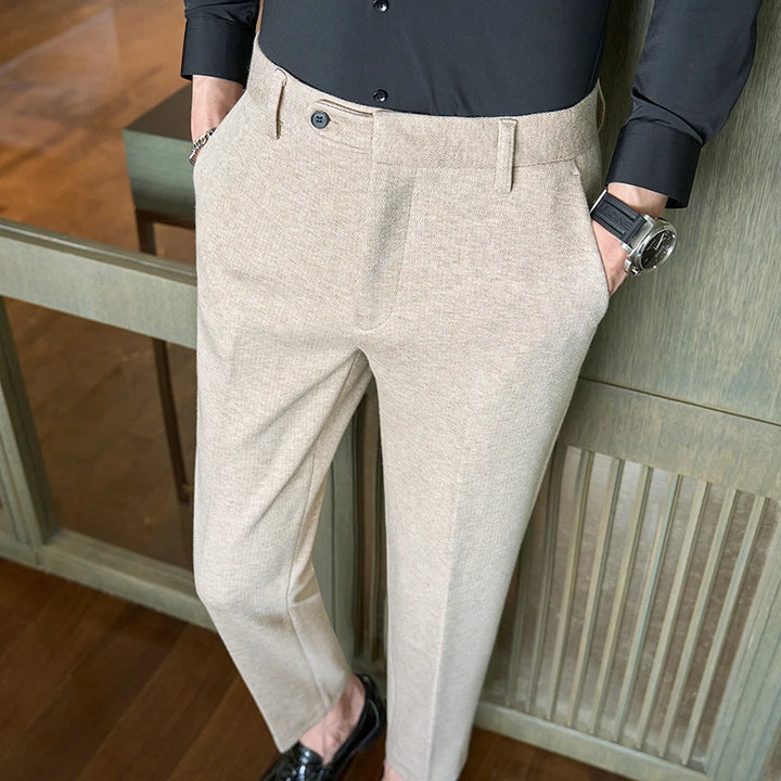 Men’s Smart Straight Trousers – Classic Fit Business Casual Pants
