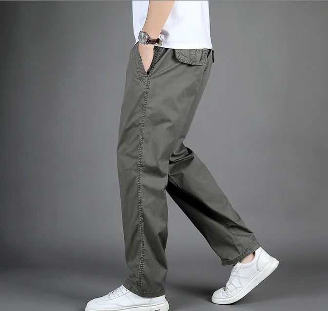 Men’s Elastic Waist Trousers – Pull-On Casual Pants for Everyday Comfort