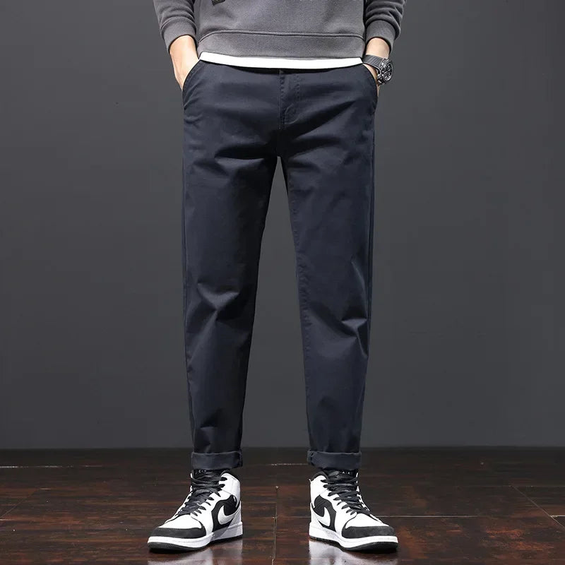 Men’s Stretch Cotton Chino Trousers – Slim Fit Smart Casual Pants