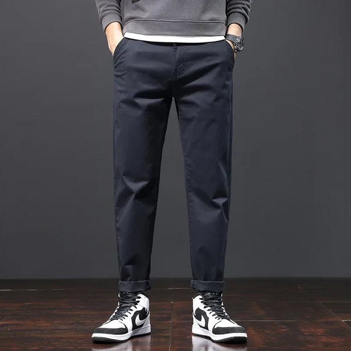 Men’s Stretch Cotton Chino Trousers – Slim Fit Smart Casual Pants