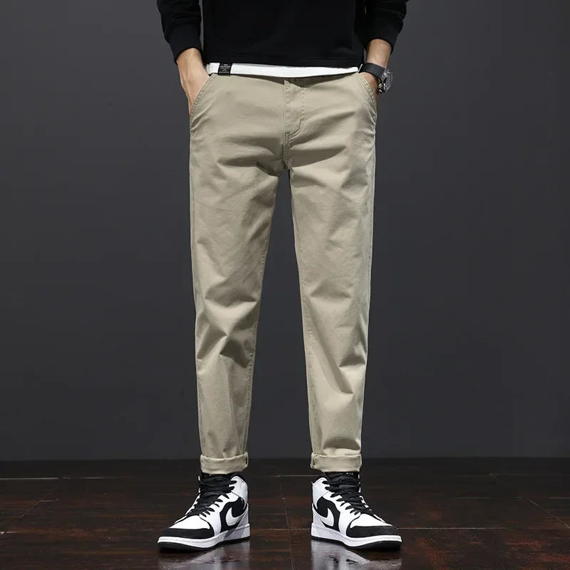 Men’s Stretch Cotton Chino Trousers – Slim Fit Smart Casual Pants