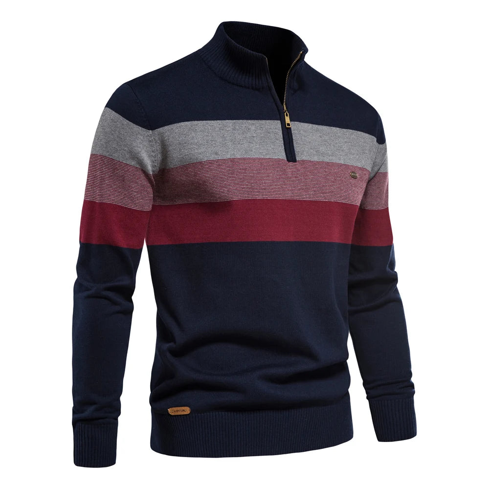 Men’s Cotton Zip Neck Jumper – Smart Casual Half-Zip Knit Sweater for Everyday Wear