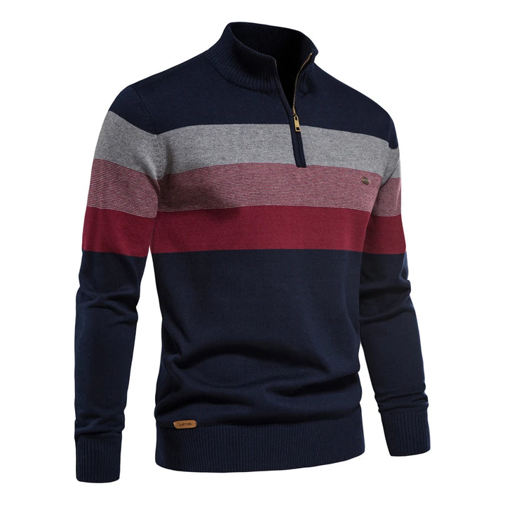 Men’s Cotton Zip Neck Jumper – Smart Casual Half-Zip Knit Sweater for Everyday Wear