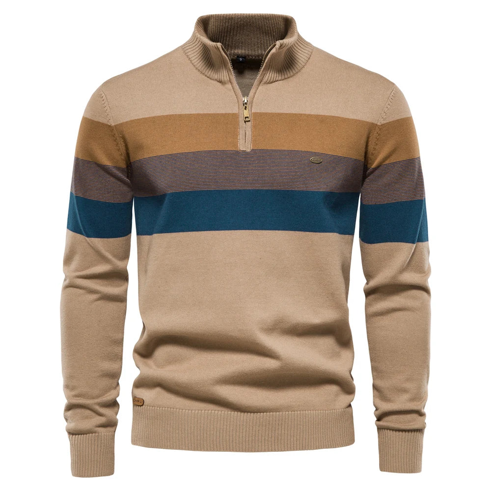 Men’s Cotton Zip Neck Jumper – Smart Casual Half-Zip Knit Sweater for Everyday Wear