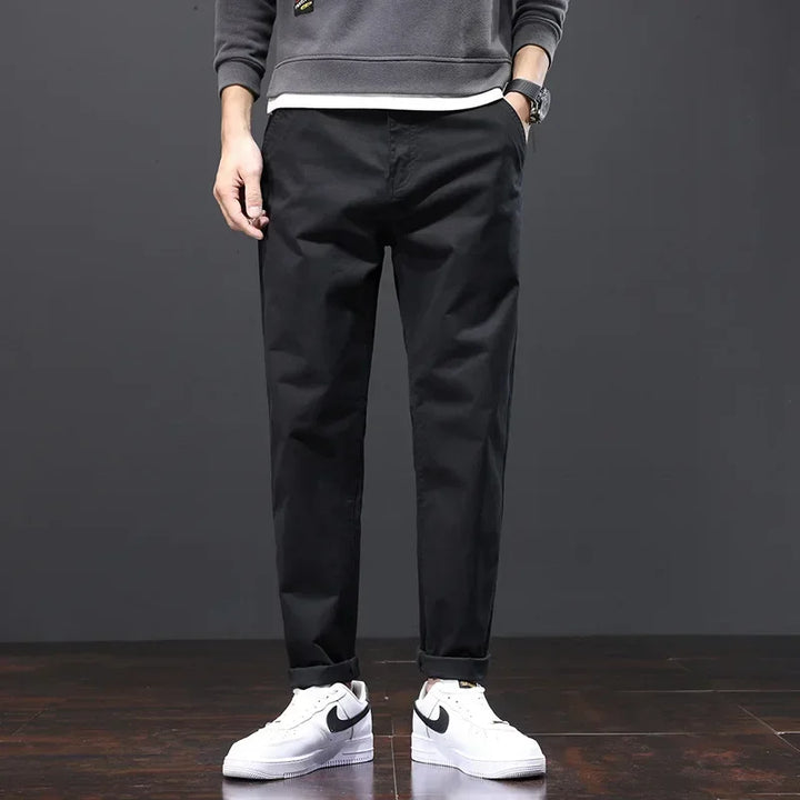 Men’s Stretch Cotton Chino Trousers – Slim Fit Smart Casual Pants