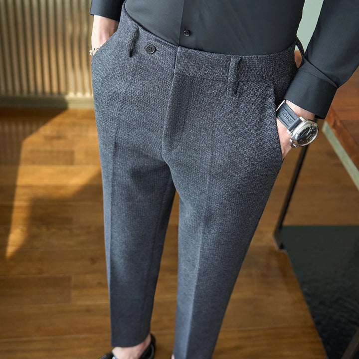 Men’s Smart Straight Trousers – Classic Fit Business Casual Pants