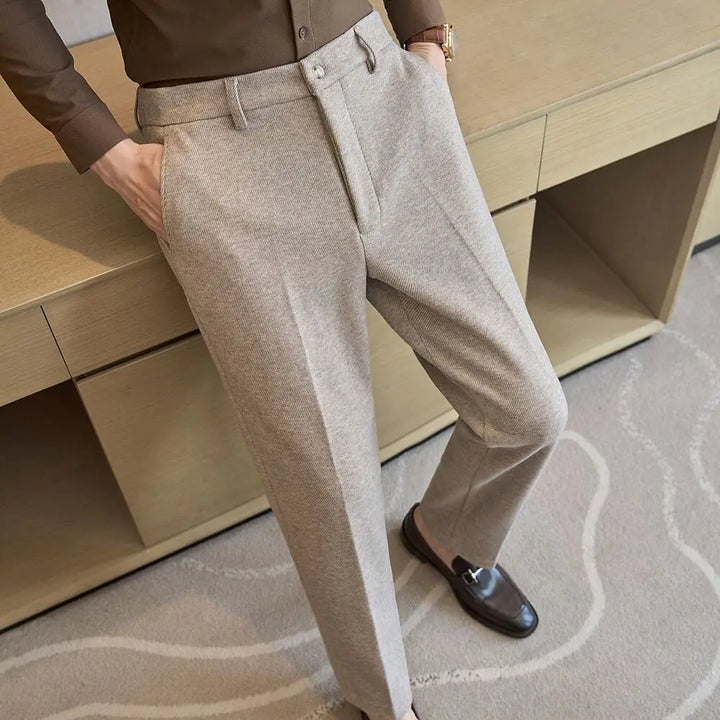 Men’s Smart Straight Trousers – Classic Fit Business Casual Pants