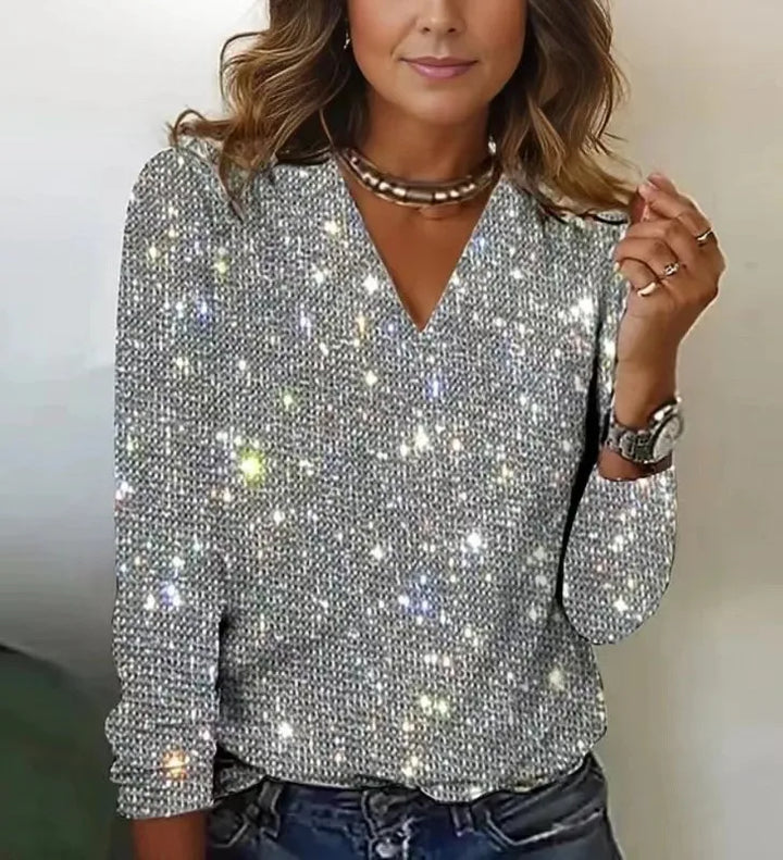 Taylor | Sparkly V-Neck Blouse