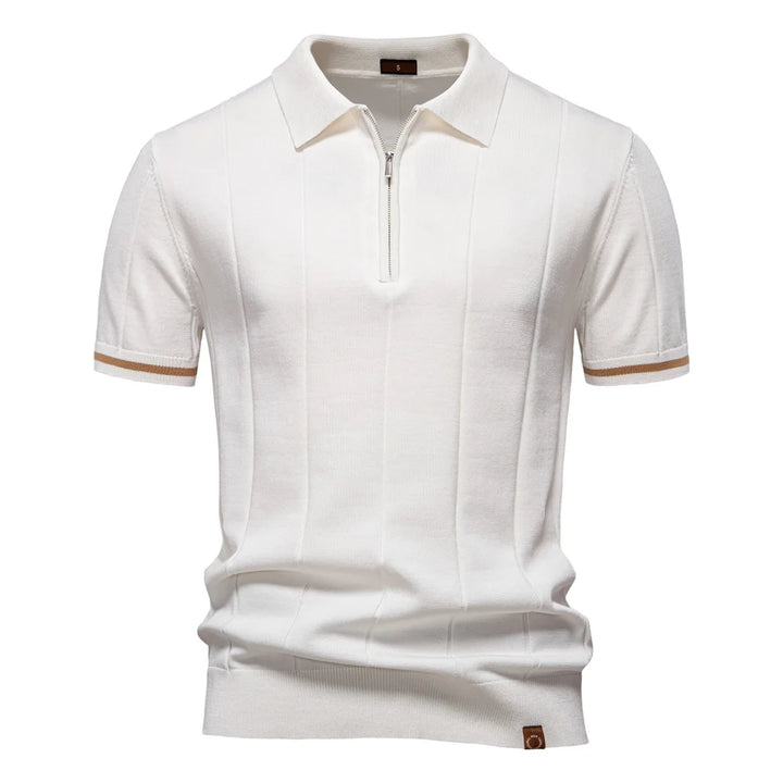 AIOPESON Men's Solid Color Sport Zipper Polo Shirt Athletic Social Polo Shirts for Men Office Slim Fit Polo