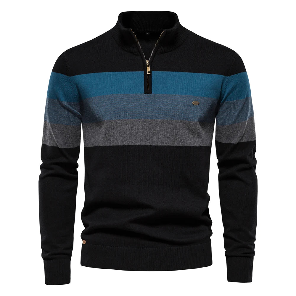 Men’s Cotton Zip Neck Jumper – Smart Casual Half-Zip Knit Sweater for Everyday Wear
