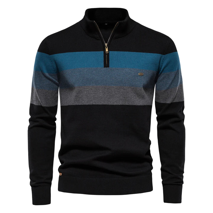 Men’s Cotton Zip Neck Jumper – Smart Casual Half-Zip Knit Sweater for Everyday Wear