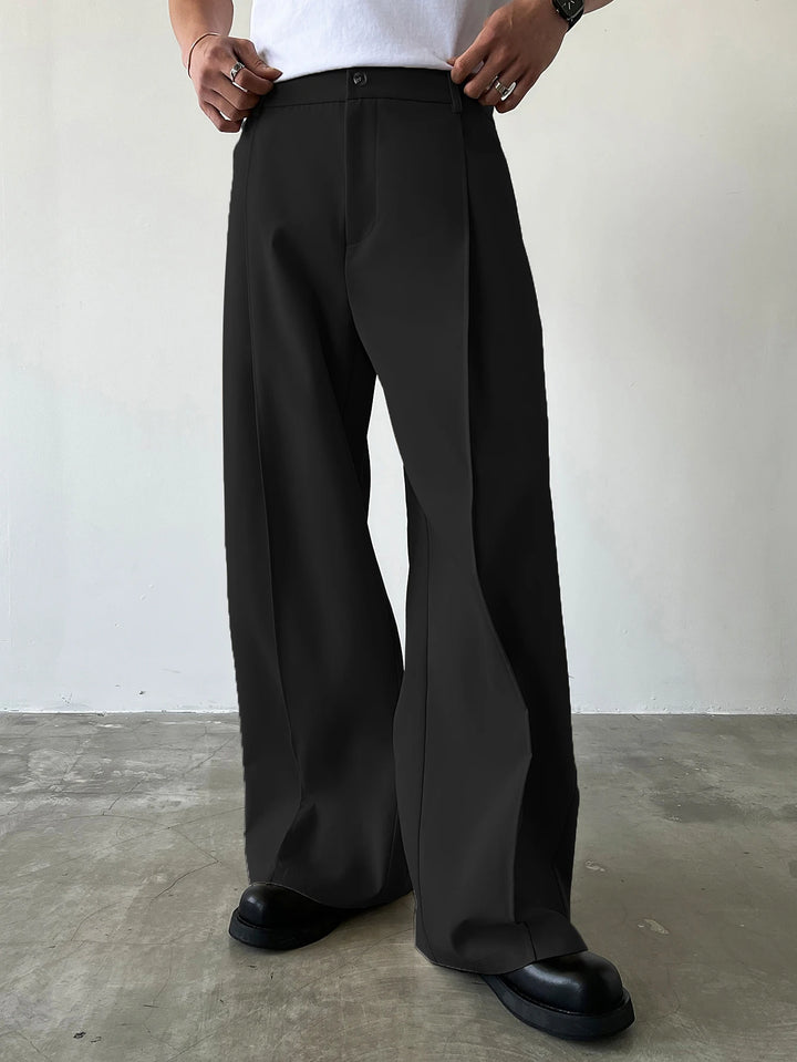 Men's High Waist Wide Leg Suit Pants Casual Loose Straight Leg Dress Pants Formal Business Streetwear Black Trousers S-2XL 1 Pie