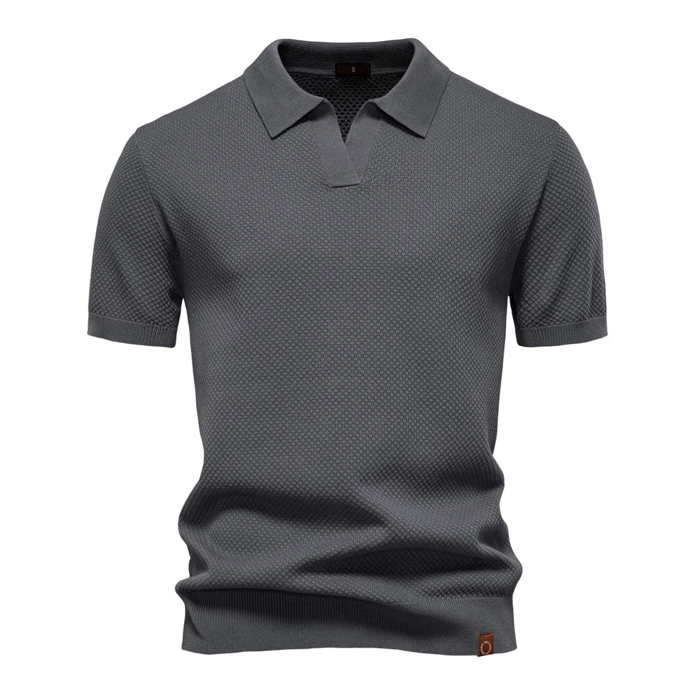 AIOPESON Men's Summer Breathable Polo Shirt Short Sleeve Solid Color Casual Polo Shirts for Men Lightweight Stretch Polo ﻿