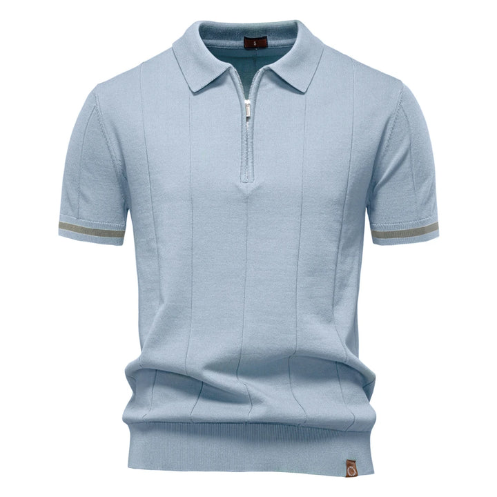 AIOPESON Men's Solid Color Sport Zipper Polo Shirt Athletic Social Polo Shirts for Men Office Slim Fit Polo