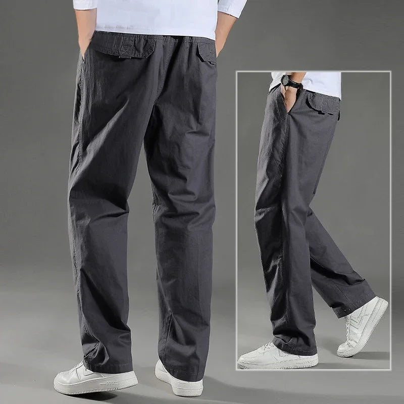 Men’s Elastic Waist Trousers – Pull-On Casual Pants for Everyday Comfort