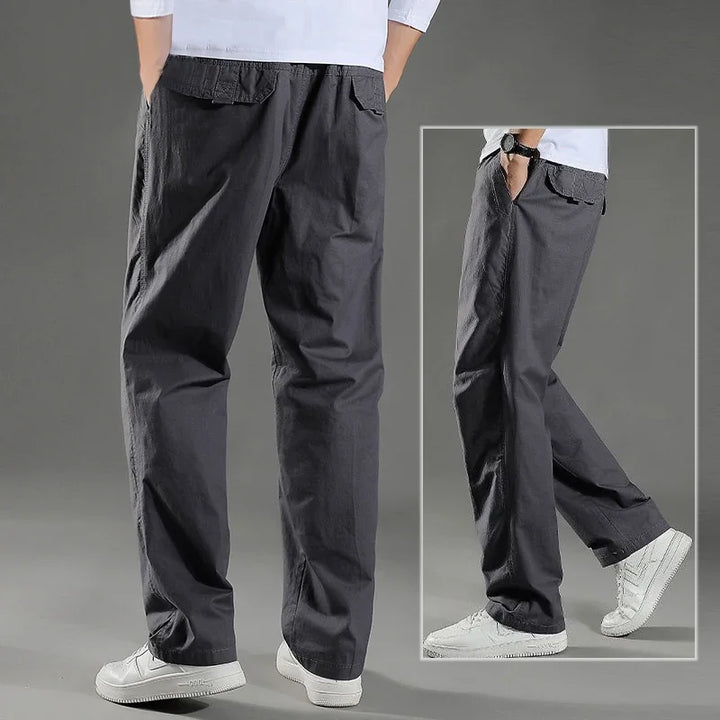 Men’s Elastic Waist Trousers – Pull-On Casual Pants for Everyday Comfort