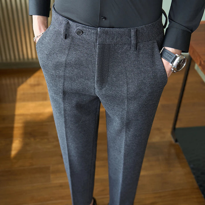 Men’s Smart Straight Trousers – Classic Fit Business Casual Pants