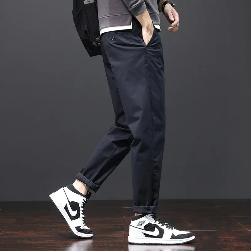Men’s Stretch Cotton Chino Trousers – Slim Fit Smart Casual Pants