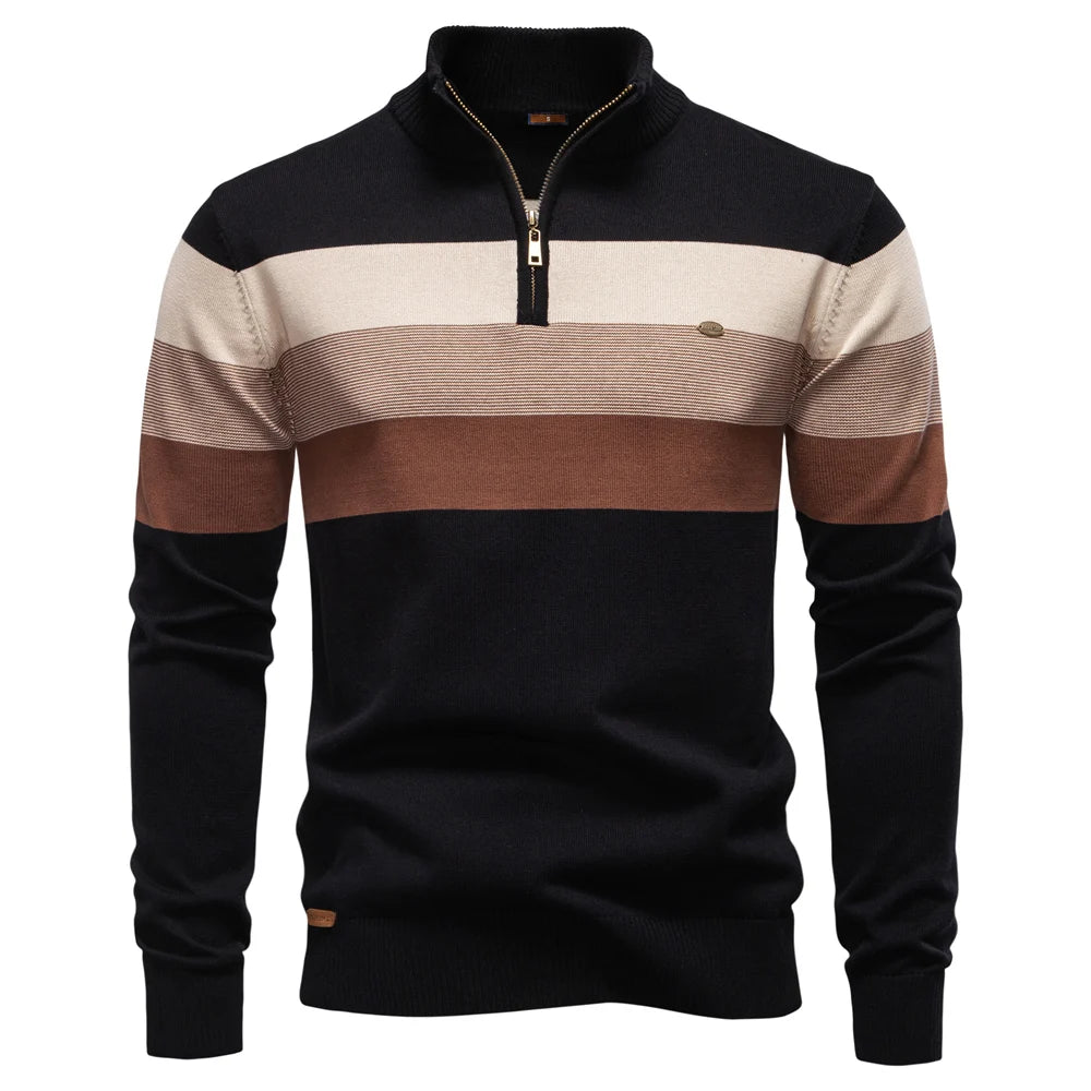 Men’s Cotton Zip Neck Jumper – Smart Casual Half-Zip Knit Sweater for Everyday Wear