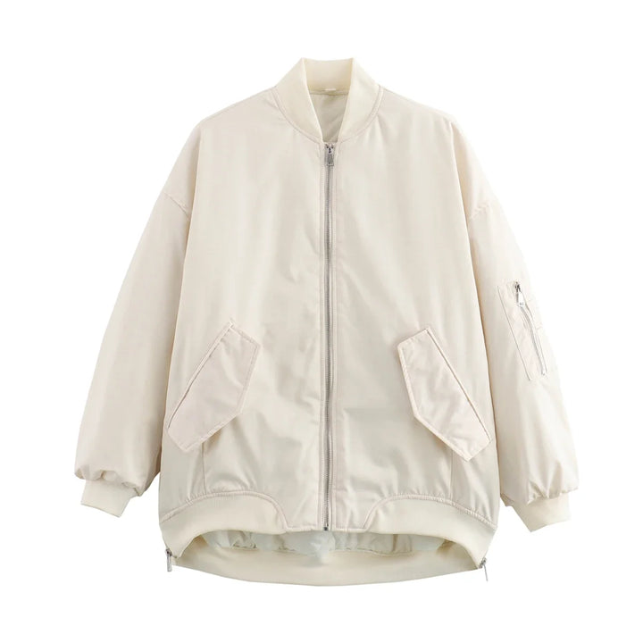 Zara™ | Round Neck Loose Bomber Jacket.