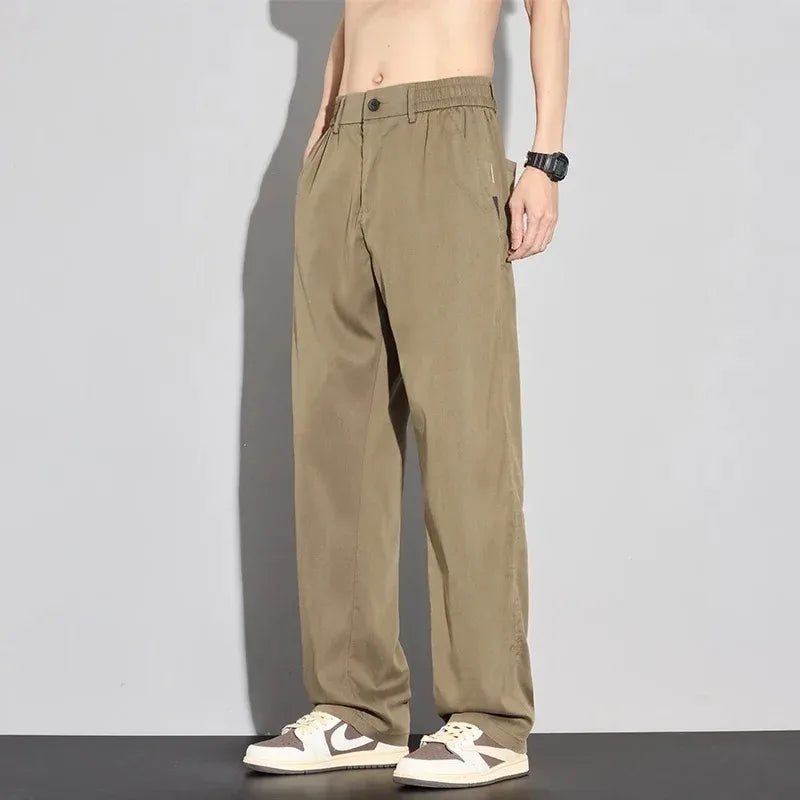 2026 Thin Summer New Men's Soft Lyocell Casual Pants Comfortable Fashion Solid Color Simple Male Trousers Brand Clothing