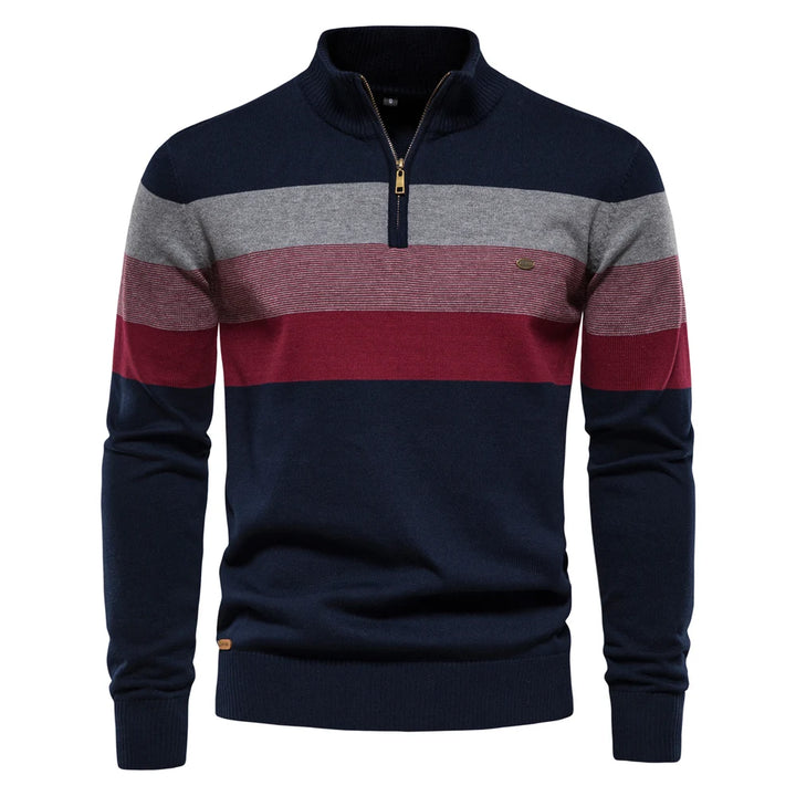 Men’s Cotton Zip Neck Jumper – Smart Casual Half-Zip Knit Sweater for Everyday Wear