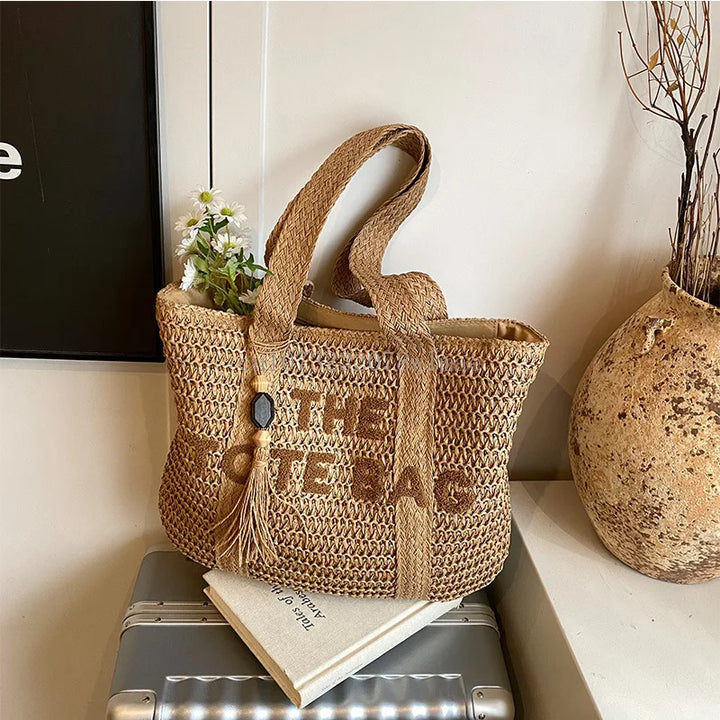 Solara™ - Summer Woven Straw Shoulder Tote