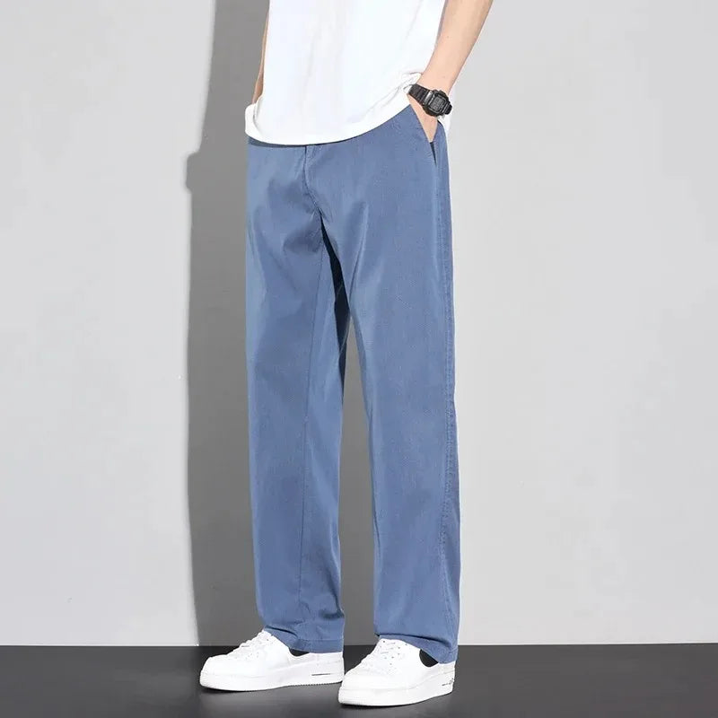 2026 Thin Summer New Men's Soft Lyocell Casual Pants Comfortable Fashion Solid Color Simple Male Trousers Brand Clothing