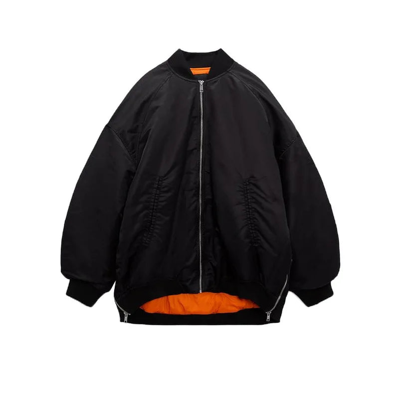 Zara™ | Round Neck Loose Bomber Jacket.