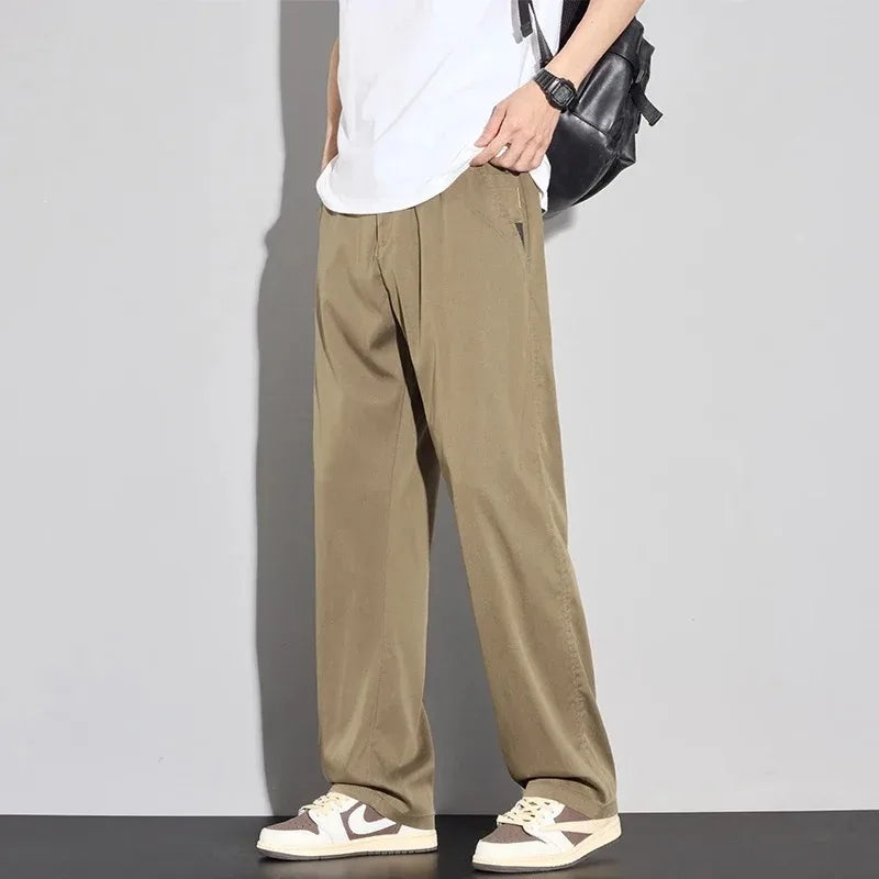 2026 Thin Summer New Men's Soft Lyocell Casual Pants Comfortable Fashion Solid Color Simple Male Trousers Brand Clothing