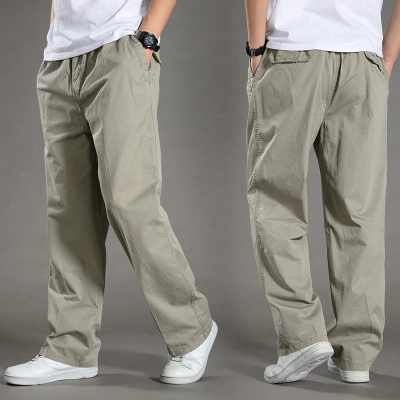 Men’s Elastic Waist Trousers – Pull-On Casual Pants for Everyday Comfort