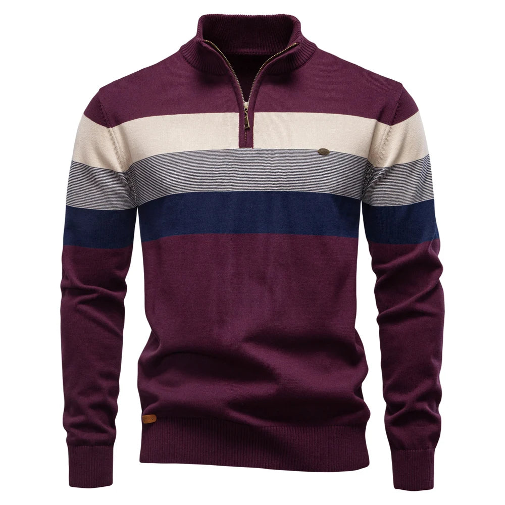 Men’s Cotton Zip Neck Jumper – Smart Casual Half-Zip Knit Sweater for Everyday Wear