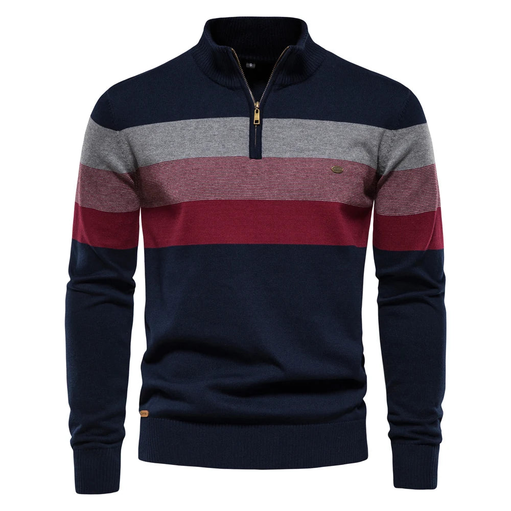 Men’s Cotton Zip Neck Jumper – Smart Casual Half-Zip Knit Sweater for Everyday Wear