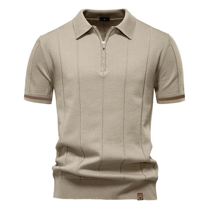 AIOPESON Men's Solid Color Sport Zipper Polo Shirt Athletic Social Polo Shirts for Men Office Slim Fit Polo