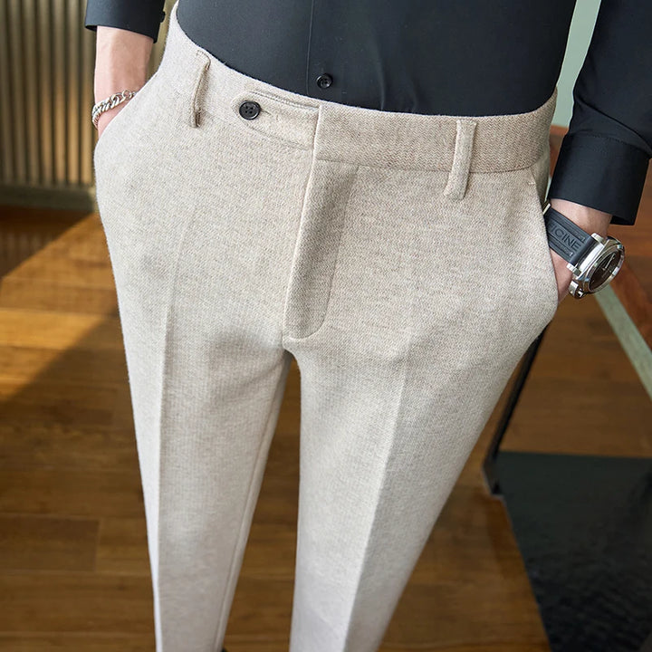 Men’s Smart Straight Trousers – Classic Fit Business Casual Pants