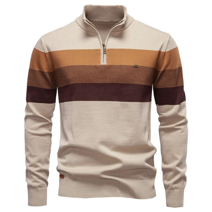 Men’s Cotton Zip Neck Jumper – Smart Casual Half-Zip Knit Sweater for Everyday Wear