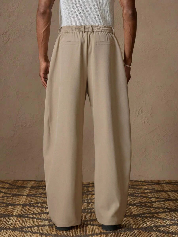 New light business elegant Italian style Naples solid color button pleated high waisted pants for men's suit pants
