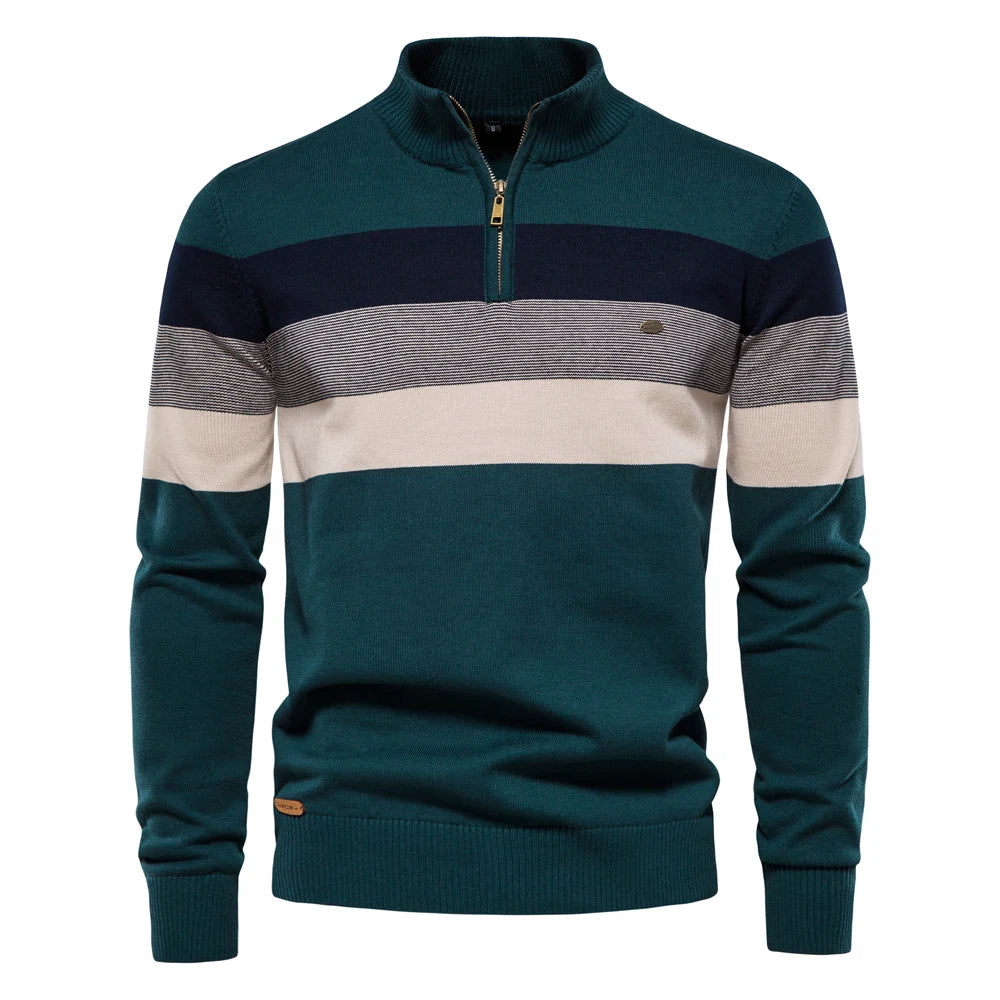 Men’s Cotton Zip Neck Jumper – Smart Casual Half-Zip Knit Sweater for Everyday Wear